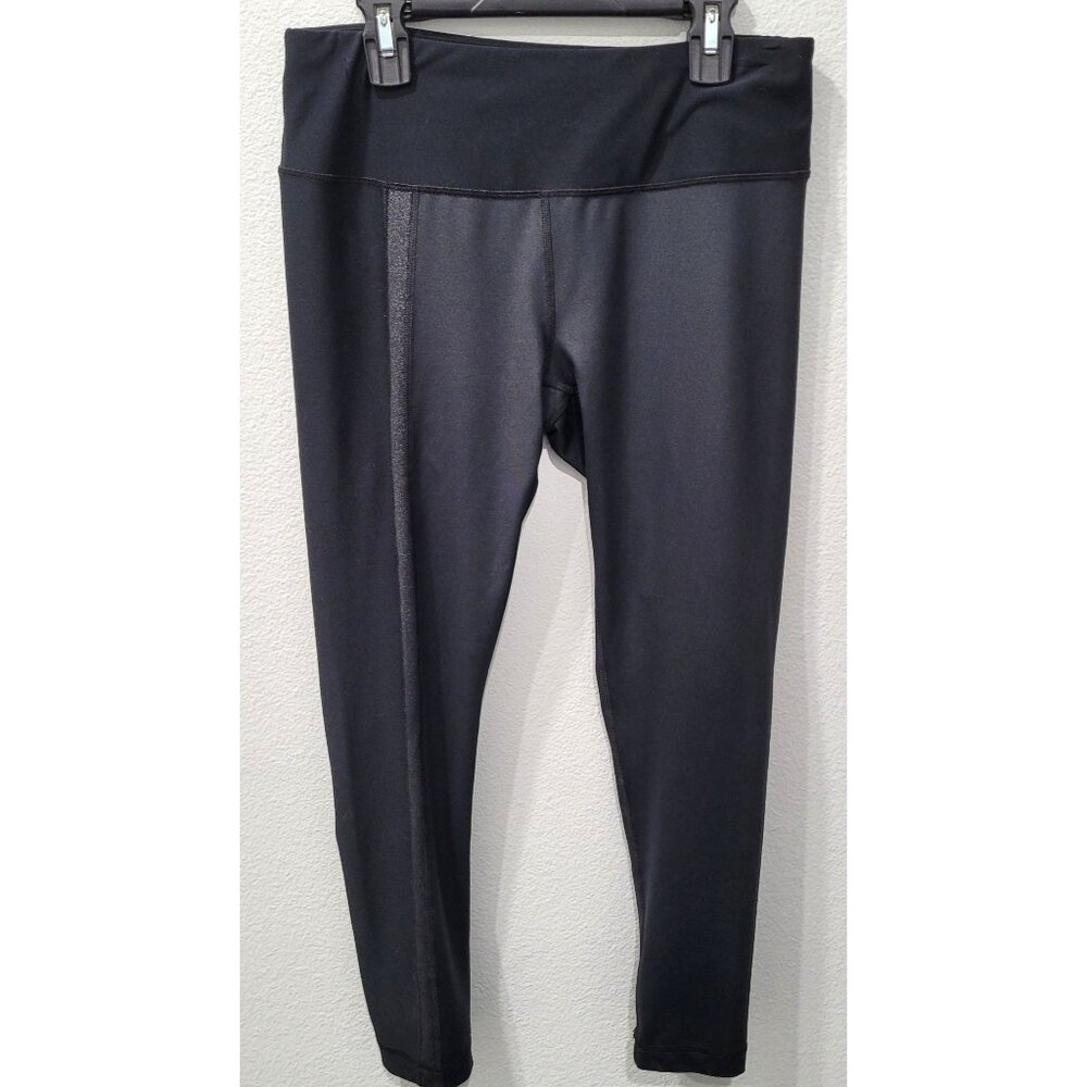 90 Degree by Reflex Womens Two-Tone Black Ankle Leggings Size M